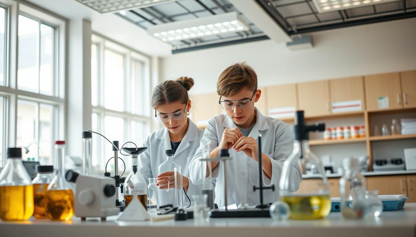 Students working in research laboratory